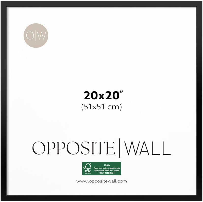 Opposite Wall - 20x20 in - Black Solid Wood Picture Frame - Lightweight, Versatile & Shatterproof - Wall Hanging Photo or Poster Frame - Wall Decor for Office, Gallery & Home - Image 1